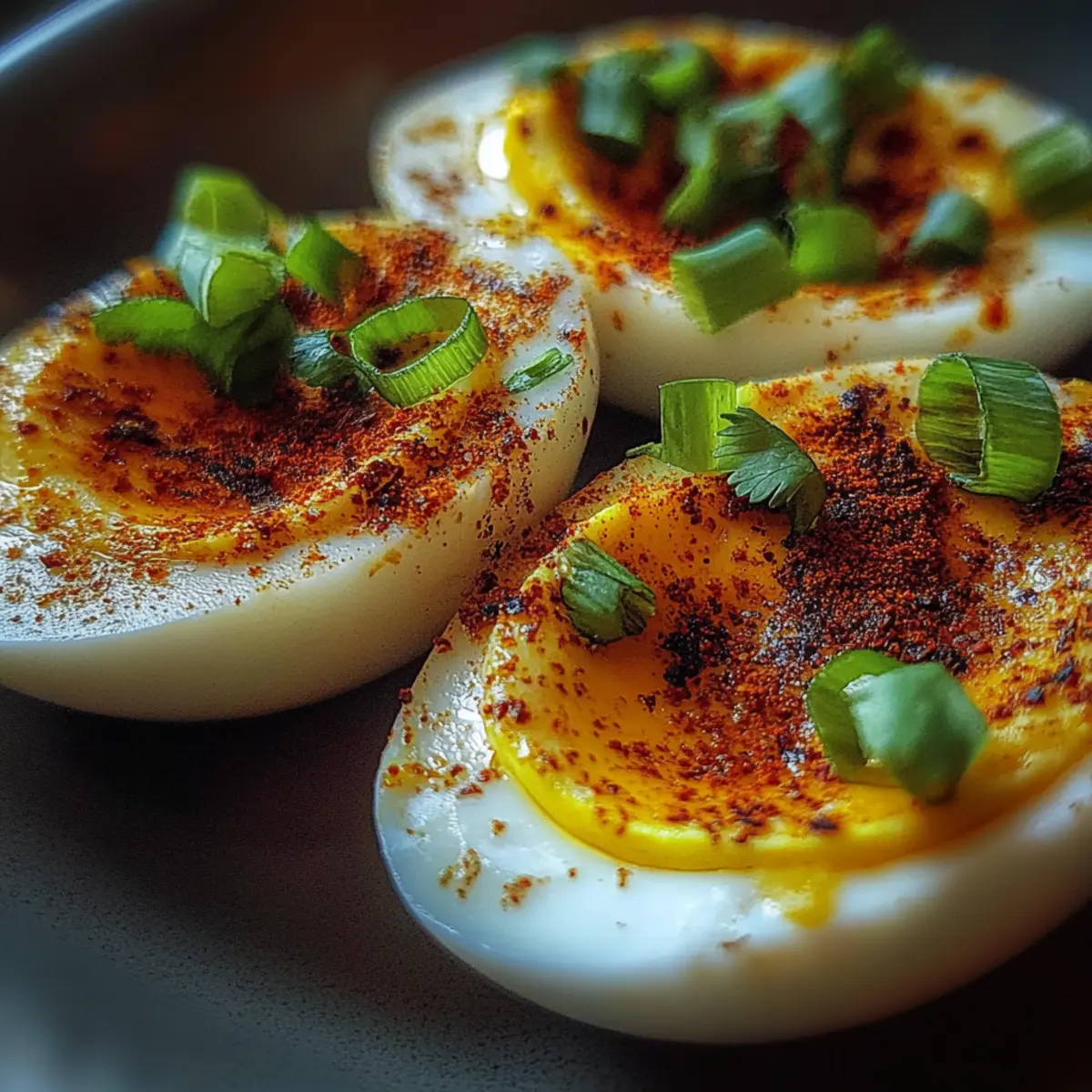 Spicy Chili Garlic Deviled Eggs