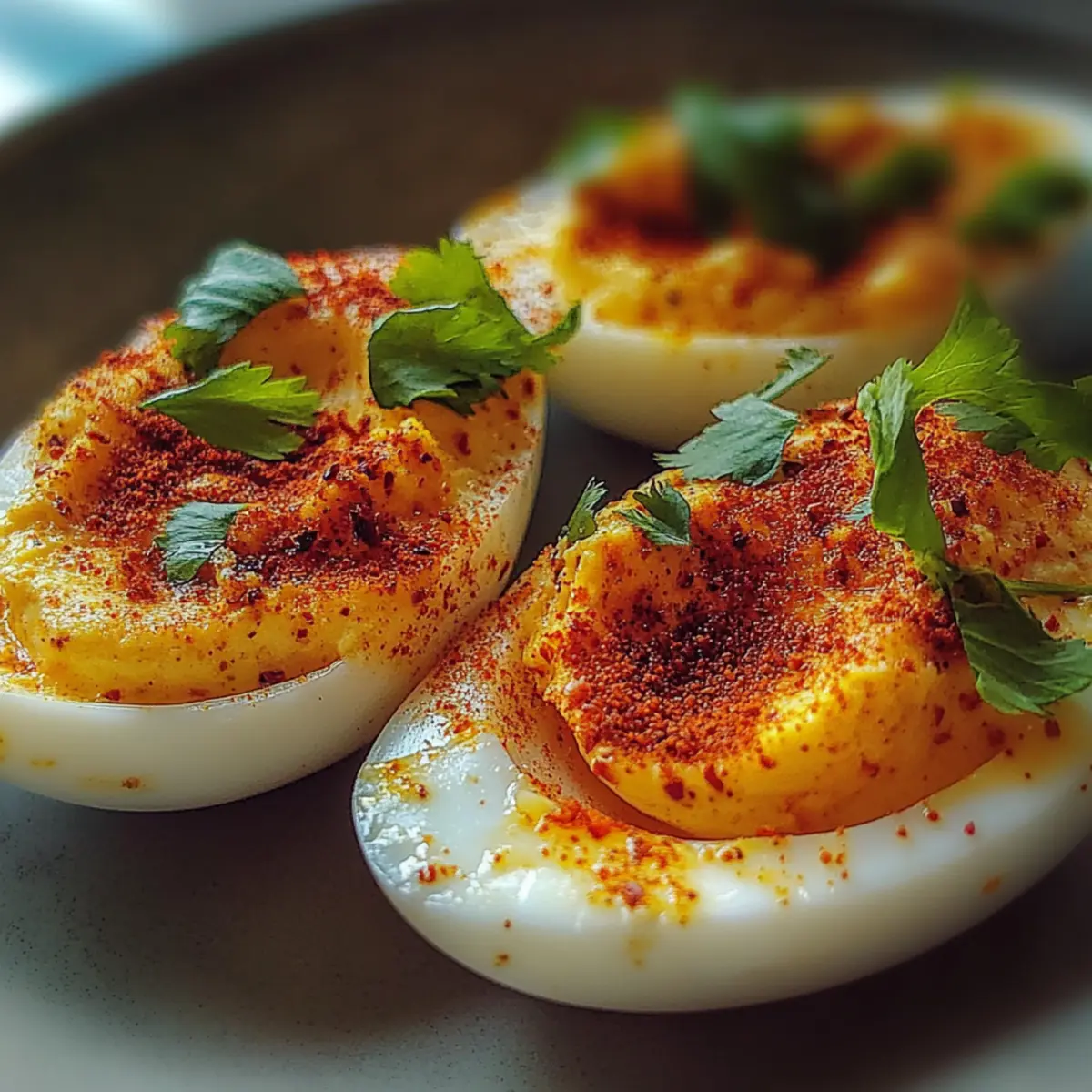 Spicy Chili Garlic Deviled Eggs