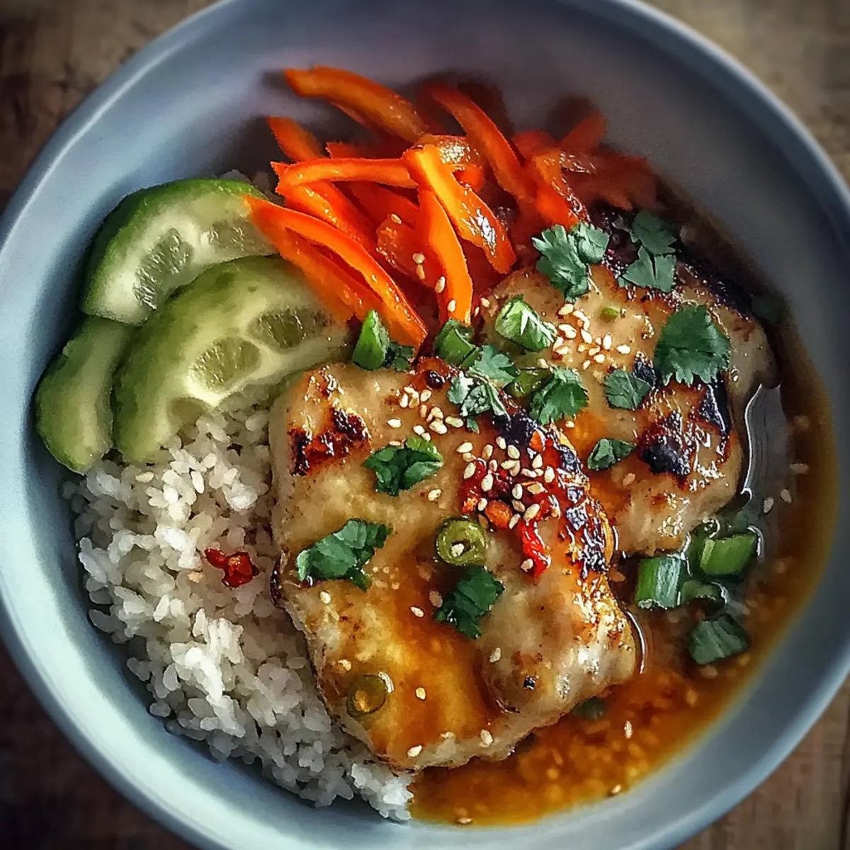 Sweet Chili Chicken Bowl with Zesty Coconut Lime Drizzle