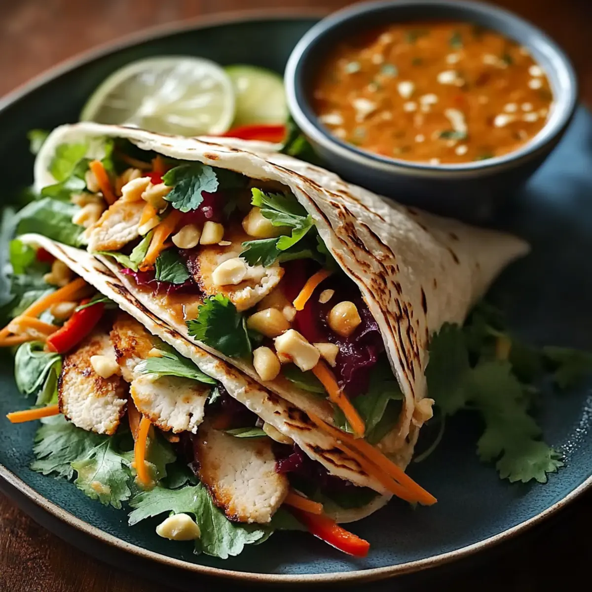Thai Peanut Chicken Wraps