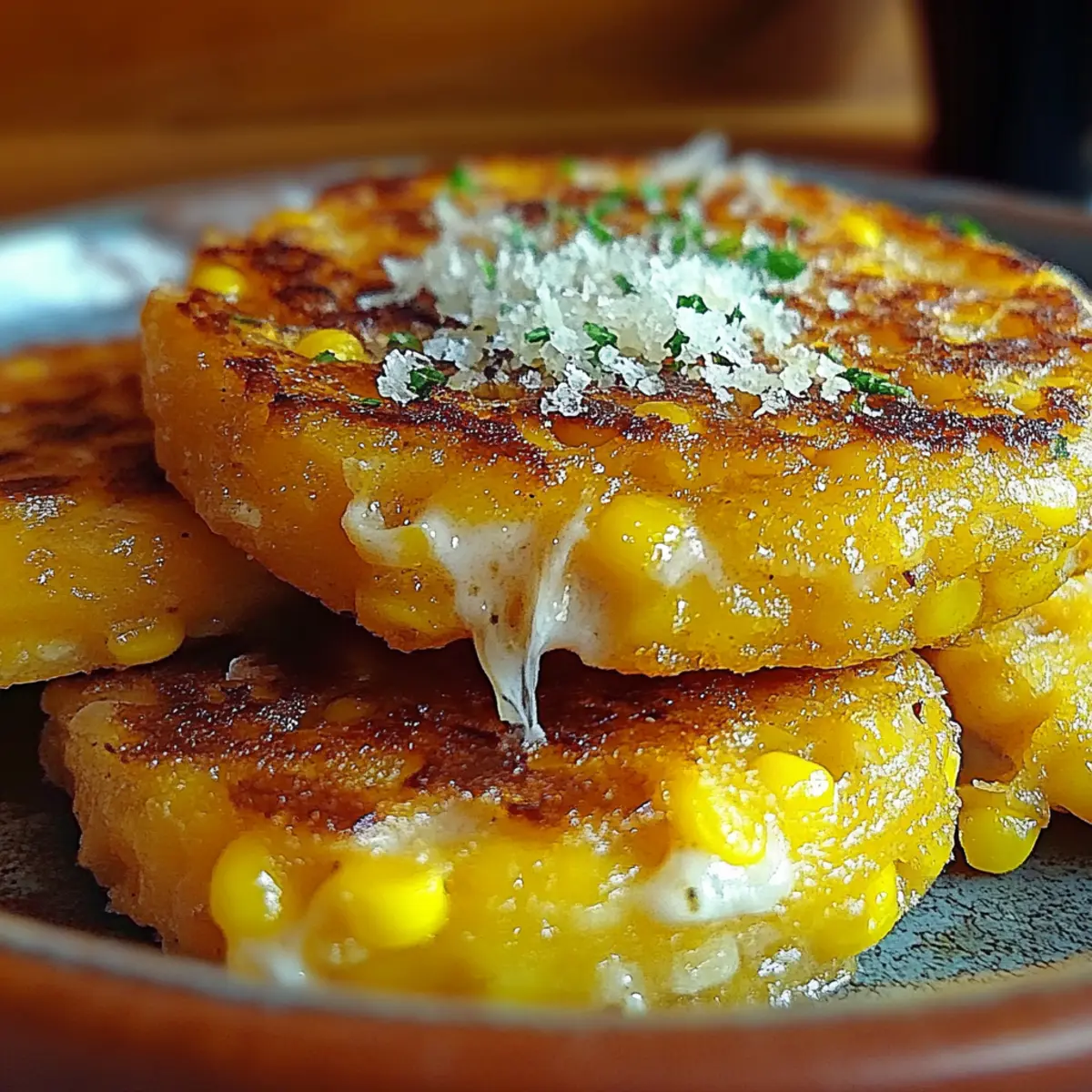 Venezuelan Sweet Corn Cachapas with Melty Cheese