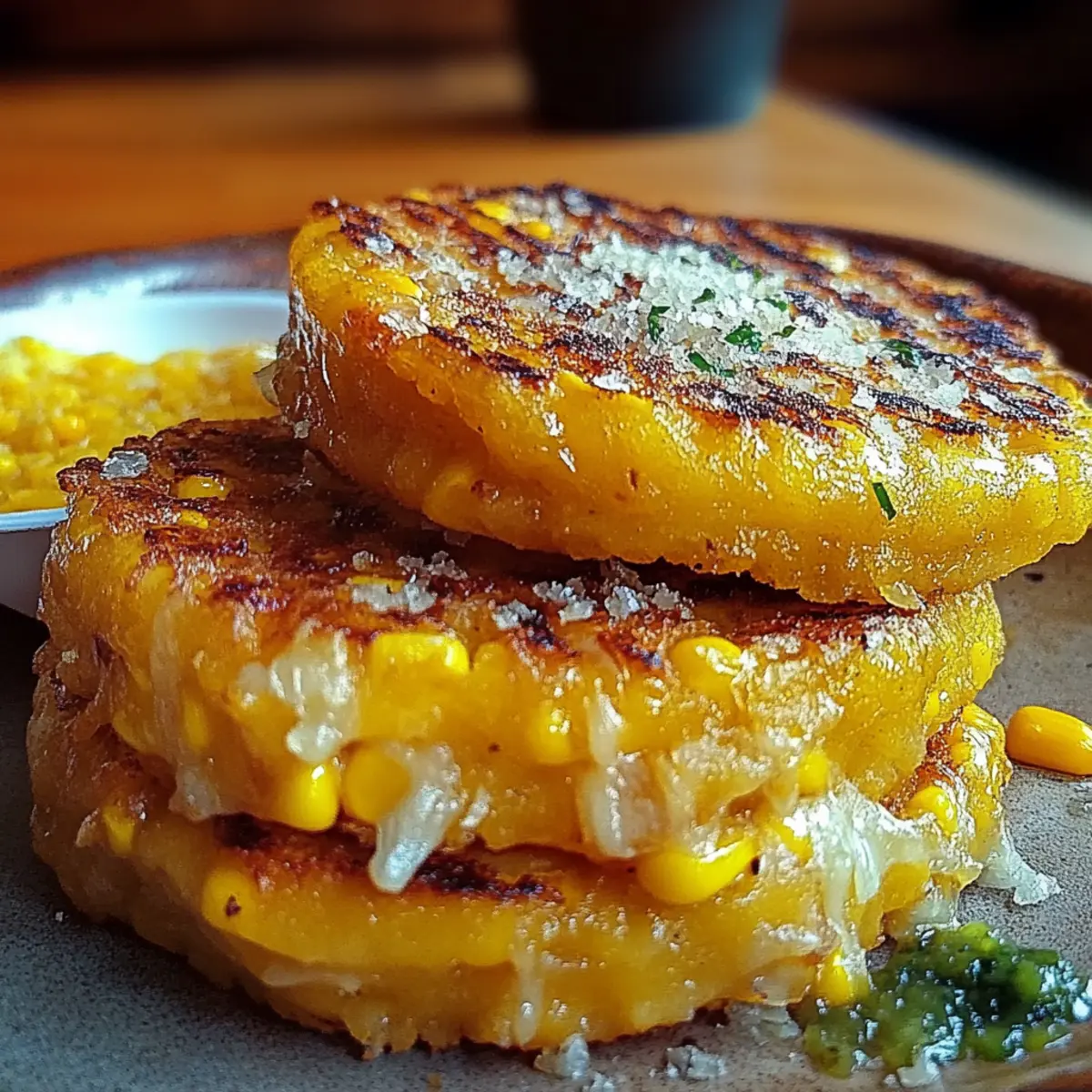 Venezuelan Sweet Corn Cachapas with Melty Cheese