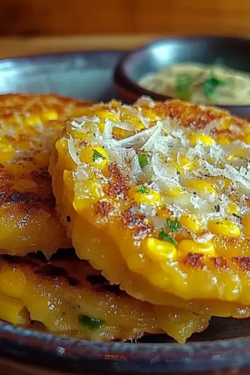 Venezuelan Sweet Corn Cachapas with Melty Cheese