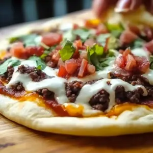 Bacon Cheeseburger Pizza with Dill Pickle Aioli