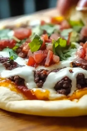 Bacon Cheeseburger Pizza with Dill Pickle Aioli