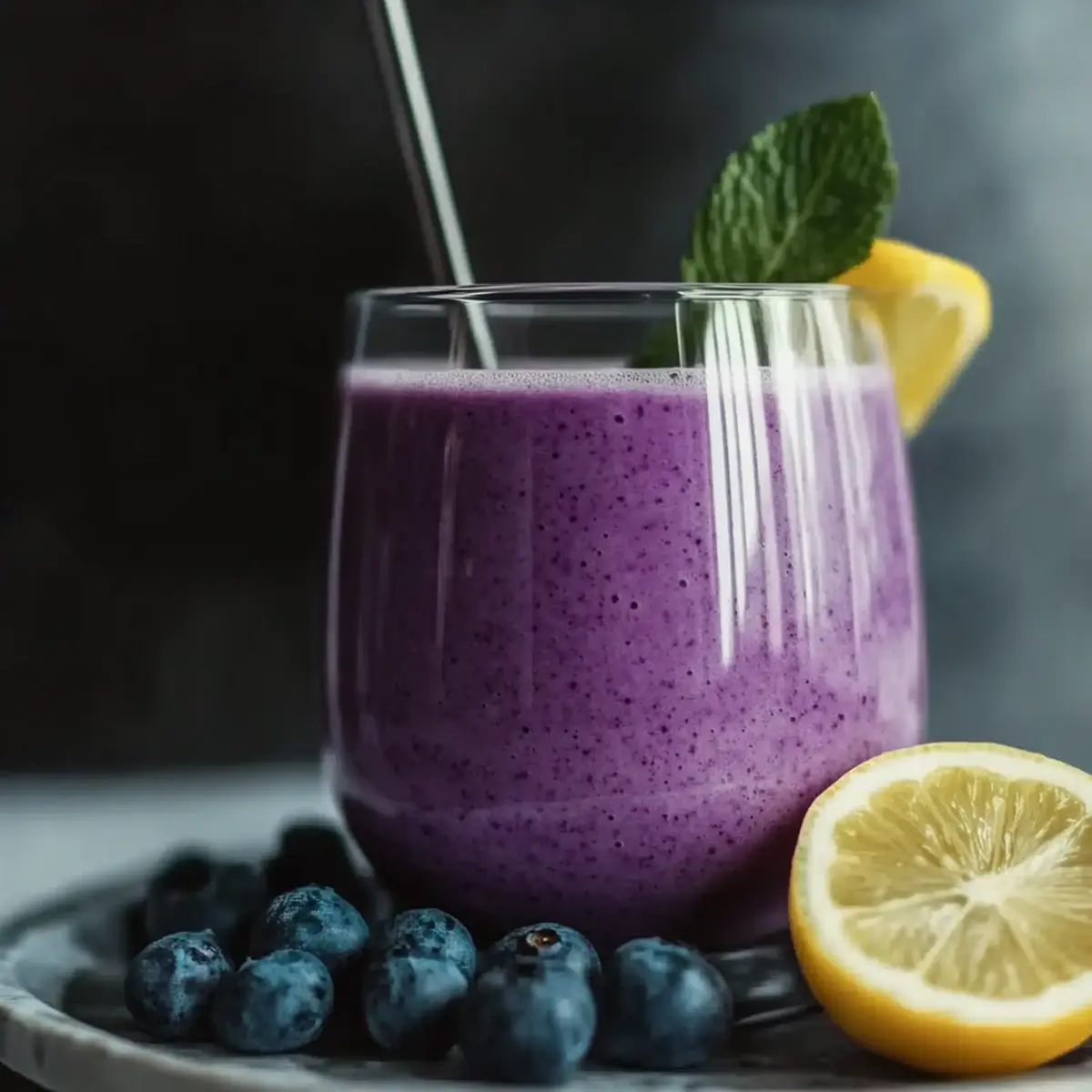 Blueberry Avocado Smoothie With Lemon & Yogurt