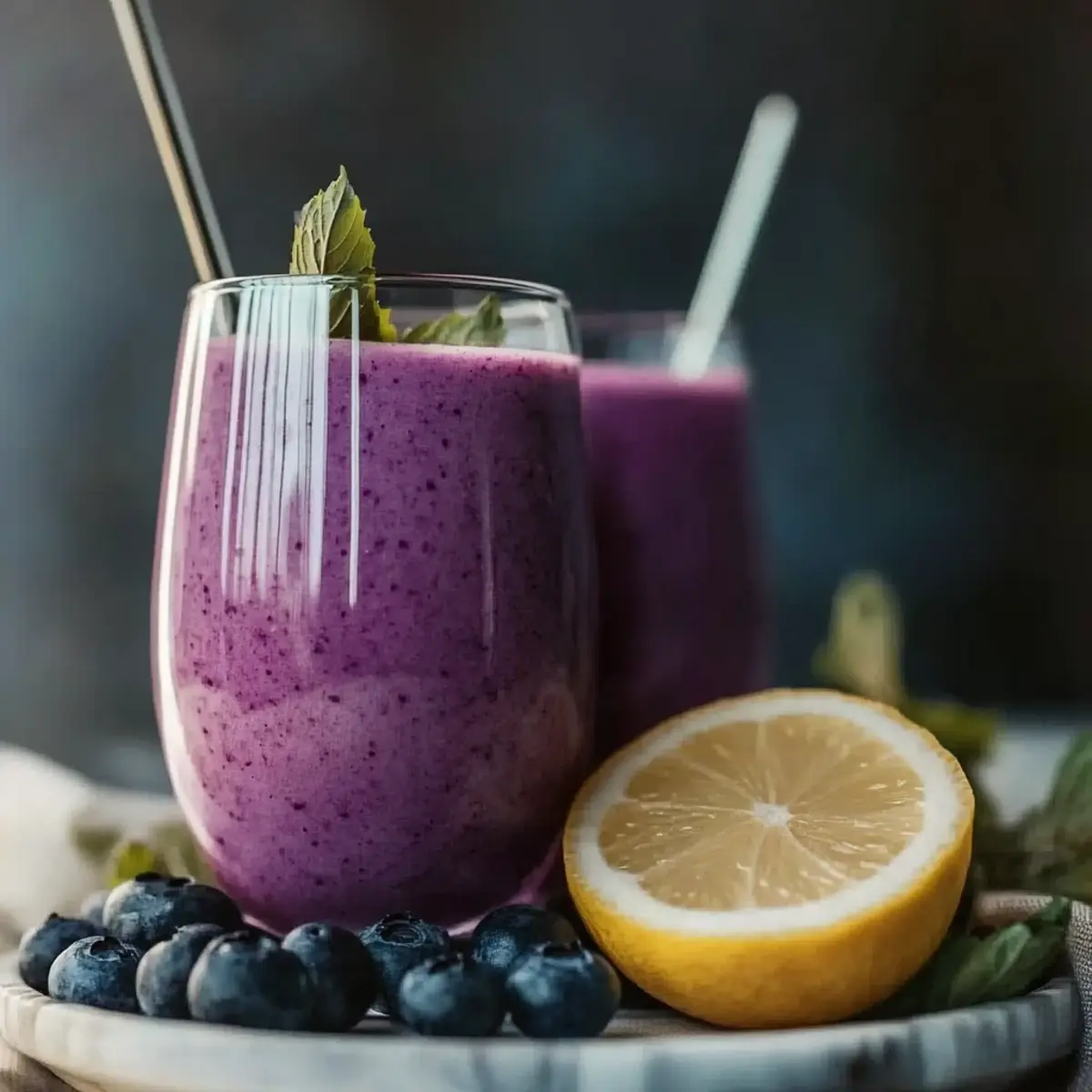 Blueberry Avocado Smoothie With Lemon & Yogurt