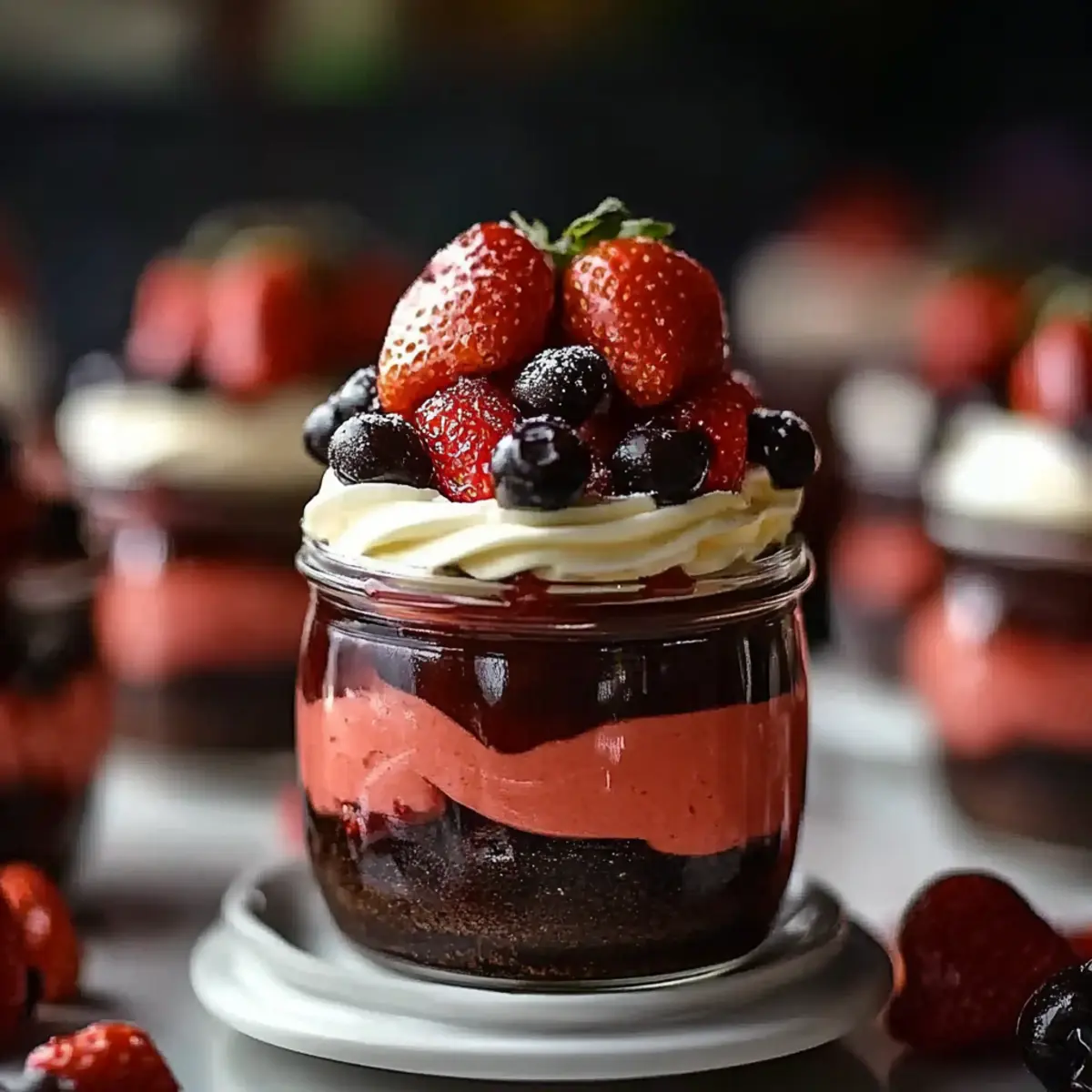 Chocolate Strawberry Mousse Cake Parfaits