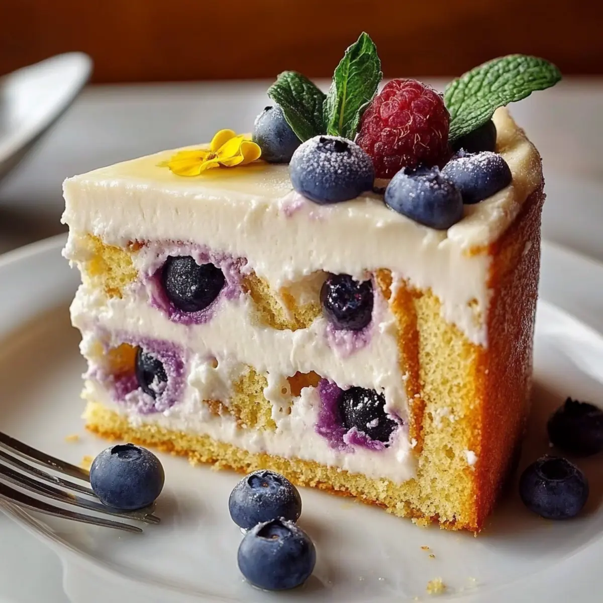 Lemon Blueberry Cheesecake Cake
