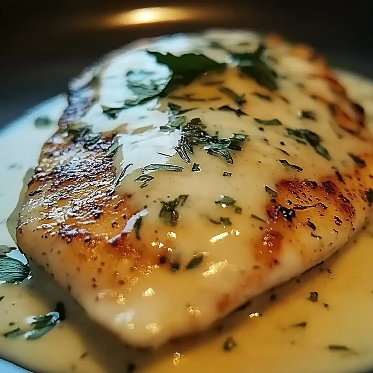 Mozzarella Chicken with Basil Cream Sauce