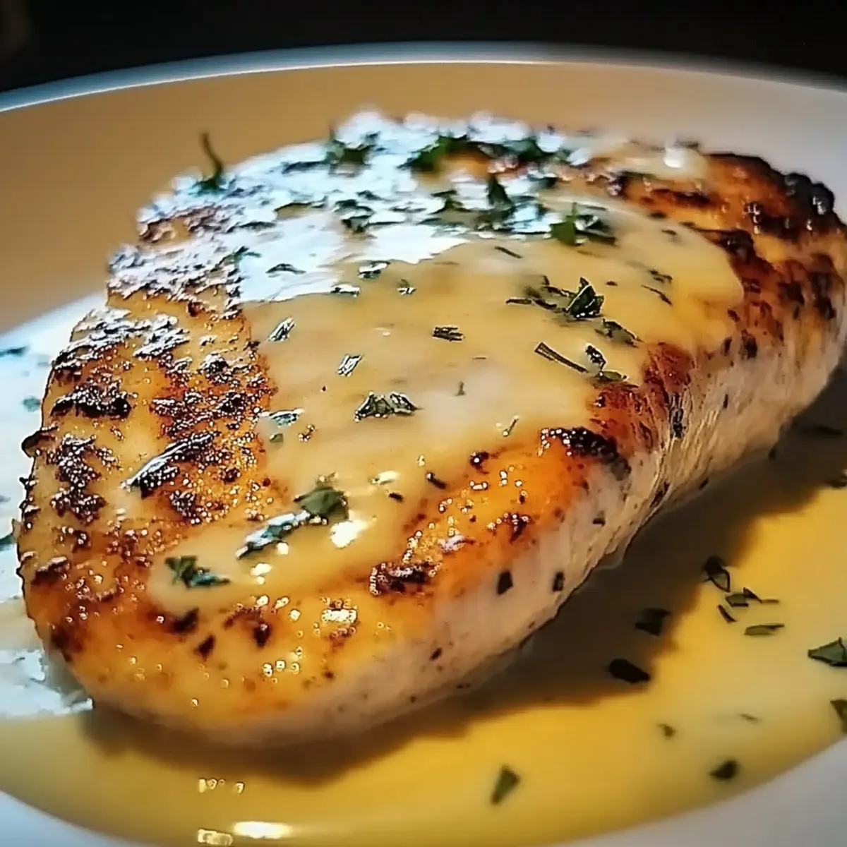 Mozzarella Chicken with Basil Cream Sauce