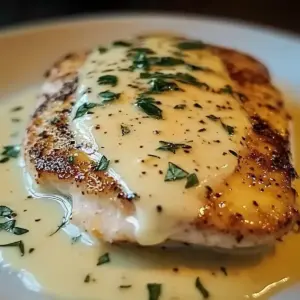 Mozzarella Chicken with Basil Cream Sauce