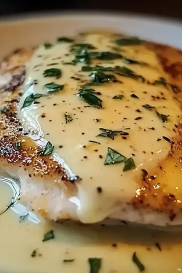 Mozzarella Chicken with Basil Cream Sauce