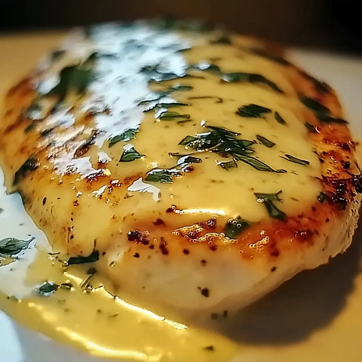 Mozzarella Chicken with Basil Cream Sauce