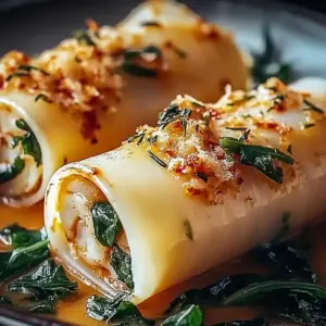 Shrimp and Spinach Stuffed Pasta Rolls
